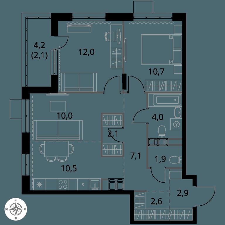 3-BD Apartment Sale, 65.9 sq. m. at 1-y Salarevskiy, Kiyevskoye Highway, Moskovskiy Settlement, Moscow, Russia #1