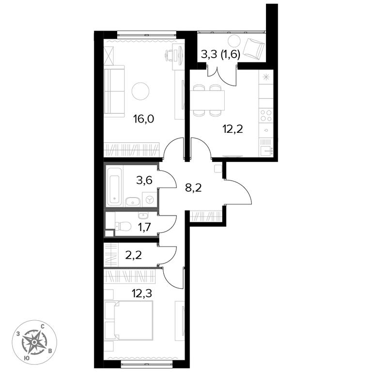 2-BD Apartment Sale, 58 sq. m. at Yzhnaya Bitsa, Yuzhnaya Bitsa Residential Complex, posyolok Bittsa, Leninskiy City District, Moscow Region, Russia #1 2-BD Apartment Sale, 58 sq. m. at Yzhnaya Bitsa, Yuzhnaya Bitsa Residential Complex, posyolok Bittsa, Leninskiy City District, Moscow Region, Russia #1