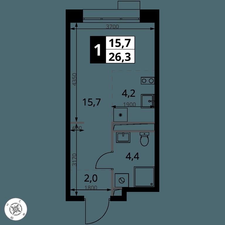 Apartment Sale, 26.3 sq. m. at 1-y Salarevskiy, Kiyevskoye Highway, Moskovskiy Settlement, Moscow, Russia #2