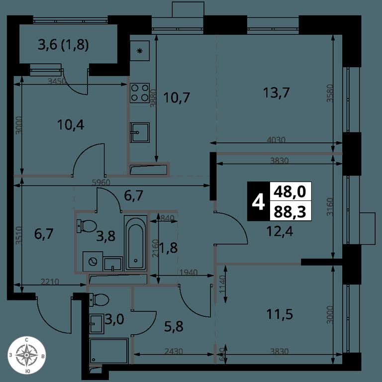 4-BD Apartment Sale, 88.3平方米 at 1-y Salarevskiy, Kiyevskoye Highway, Moskovskiy Settlement, Moscow, Russia #2 4-BD Apartment Sale, 88.3平方米 at 1-y Salarevskiy, Kiyevskoye Highway, Moskovskiy Settlement, Moscow, Russia #2