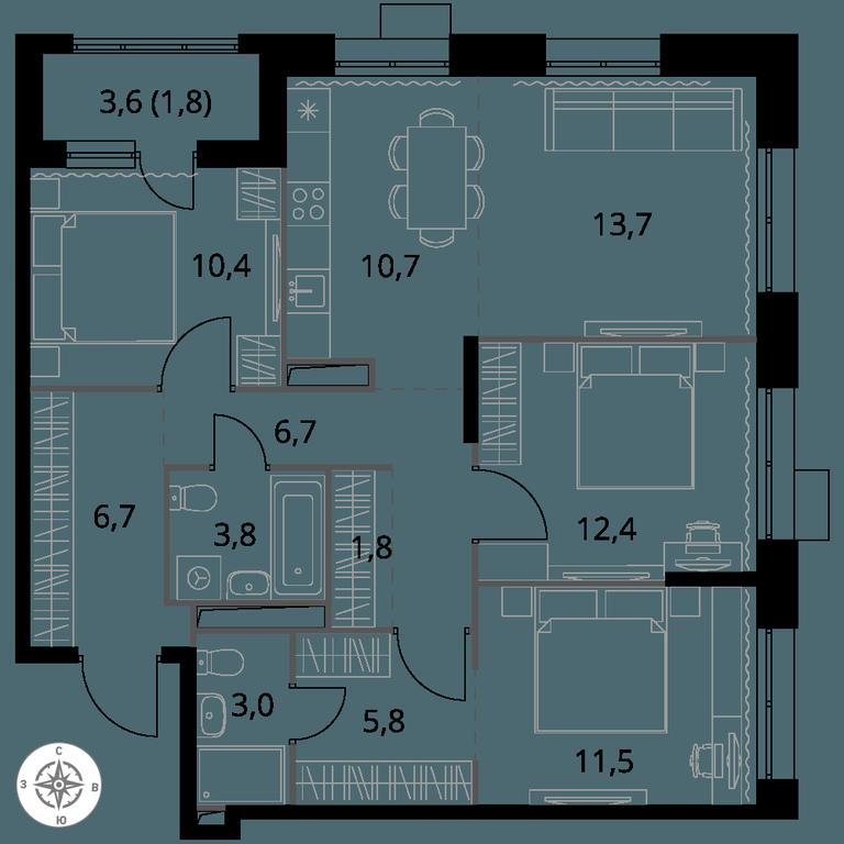 4-BD Apartment Sale, 88.3平方米 at 1-y Salarevskiy, Kiyevskoye Highway, Moskovskiy Settlement, Moscow, Russia #1 4-BD Apartment Sale, 88.3平方米 at 1-y Salarevskiy, Kiyevskoye Highway, Moskovskiy Settlement, Moscow, Russia #1
