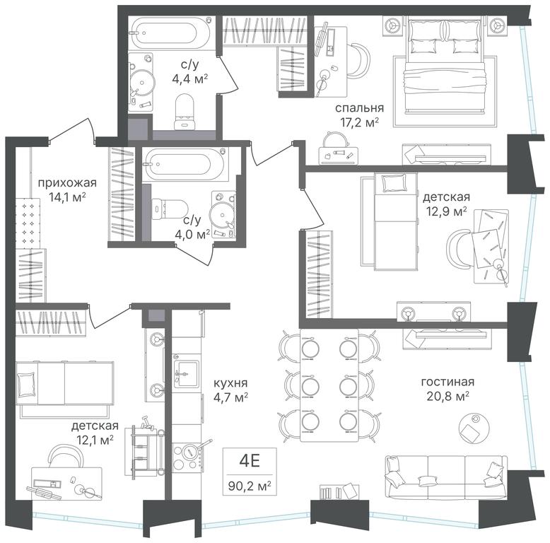 3-BD Apartment Sale, 90.2平方米 at Petrovskiy Park II, Stary Petrovsko-Razumovsky Drive, 1/23, Moscow, Russia #2 3-BD Apartment Sale, 90.2平方米 at Petrovskiy Park II, Stary Petrovsko-Razumovsky Drive, 1/23, Moscow, Russia #2