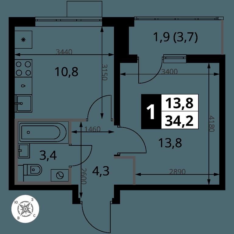 1-BD Apartment Sale, 34.2 sq. m. at Yzhnaya Bitsa, Yuzhnaya Bitsa Residential Complex, posyolok Bittsa, Leninskiy City District, Moscow Region, Russia #1 1-BD Apartment Sale, 34.2 sq. m. at Yzhnaya Bitsa, Yuzhnaya Bitsa Residential Complex, posyolok Bittsa, Leninskiy City District, Moscow Region, Russia #1