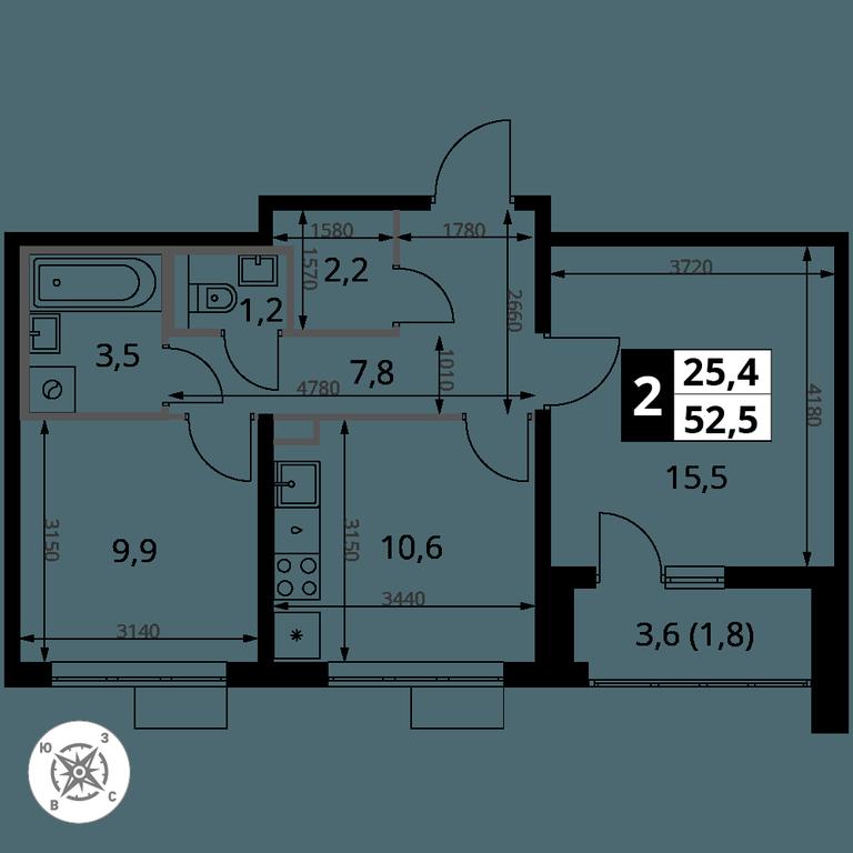 2-BD Apartment Sale, 52.5 sq. m. at Yzhnaya Bitsa, Yuzhnaya Bitsa Residential Complex, posyolok Bittsa, Leninskiy City District, Moscow Region, Russia #1 2-BD Apartment Sale, 52.5 sq. m. at Yzhnaya Bitsa, Yuzhnaya Bitsa Residential Complex, posyolok Bittsa, Leninskiy City District, Moscow Region, Russia #1