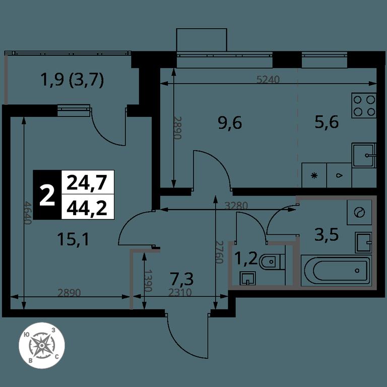 2-BD Apartment Sale, 44.2 sq. m. at Yzhnaya Bitsa, Yuzhnaya Bitsa Residential Complex, posyolok Bittsa, Leninskiy City District, Moscow Region, Russia #1 2-BD Apartment Sale, 44.2 sq. m. at Yzhnaya Bitsa, Yuzhnaya Bitsa Residential Complex, posyolok Bittsa, Leninskiy City District, Moscow Region, Russia #1