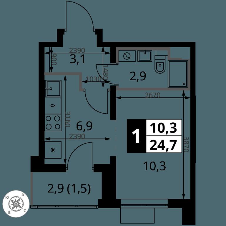 1-BD Apartment Sale, 24.7 sq. m. at Yzhnaya Bitsa, Yuzhnaya Bitsa Residential Complex, posyolok Bittsa, Leninskiy City District, Moscow Region, Russia #1 1-BD Apartment Sale, 24.7 sq. m. at Yzhnaya Bitsa, Yuzhnaya Bitsa Residential Complex, posyolok Bittsa, Leninskiy City District, Moscow Region, Russia #1