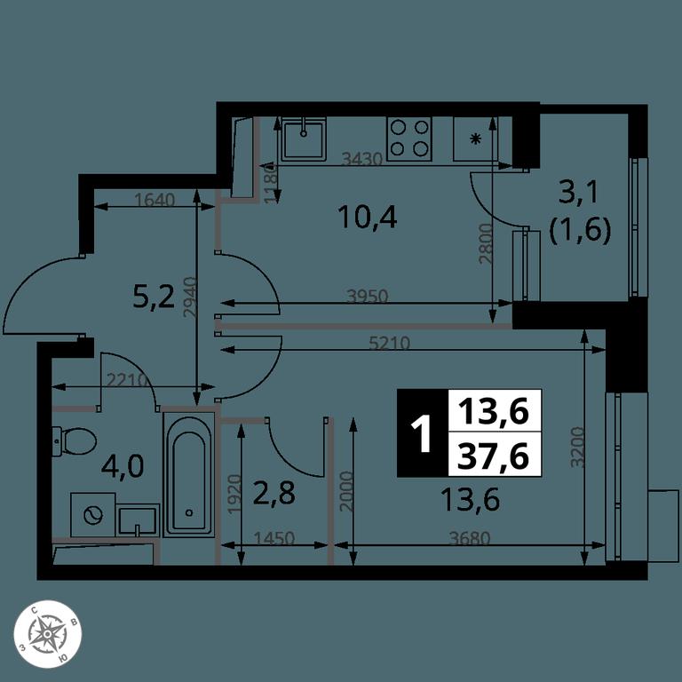1-BD Apartment Sale, 37.6 sq. m. at 1-y Salarevskiy, Kiyevskoye Highway, Moskovskiy Settlement, Moscow, Russia #2