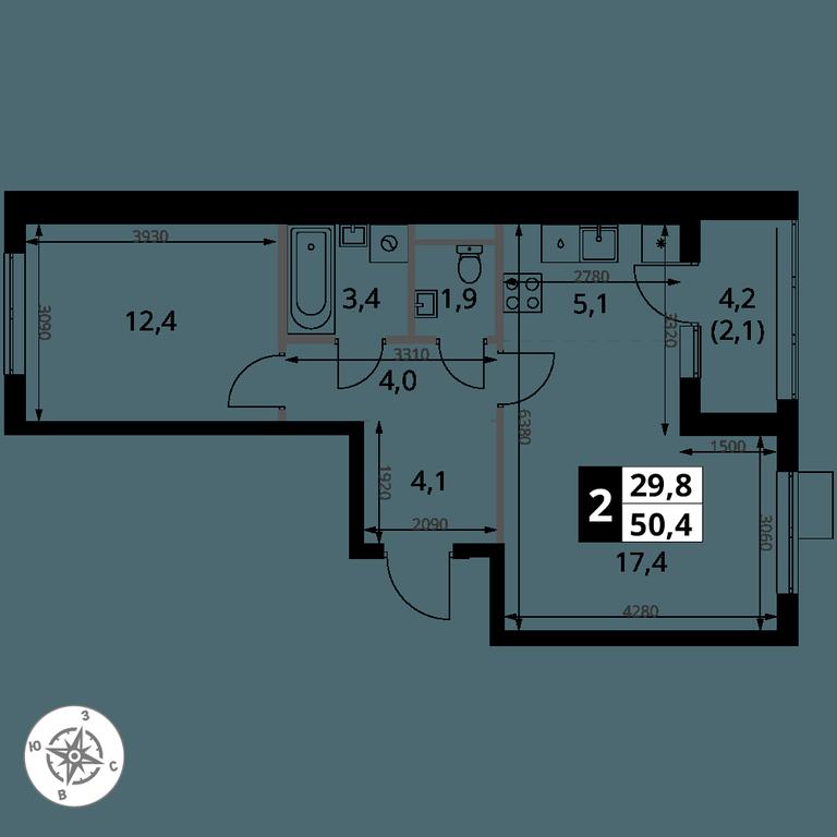 2-BD Apartment Sale, 50.4 sq. m. at 1 Yasenevskij, Kvartal № 24, Mosrentgen Settlement, Moscow, Russia #1 2-BD Apartment Sale, 50.4 sq. m. at 1 Yasenevskij, Kvartal № 24, Mosrentgen Settlement, Moscow, Russia #1
