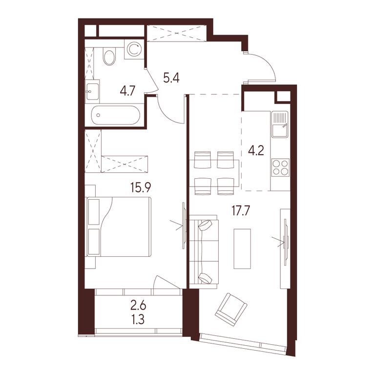 1-BD Apartment Sale, 49.2 sq. m. at INDY TOWERS (Indi Tauerz), Kuusinen Street, Moscow, Russia #1 1-BD Apartment Sale, 49.2 sq. m. at INDY TOWERS (Indi Tauerz), Kuusinen Street, Moscow, Russia #1