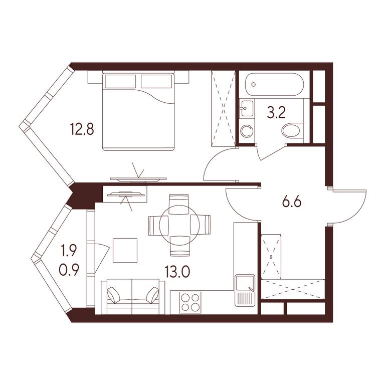 1-BD Apartment Sale, 36.5 sq. m. at INDY TOWERS (Indi Tauerz), Kuusinen Street, Moscow, Russia #1