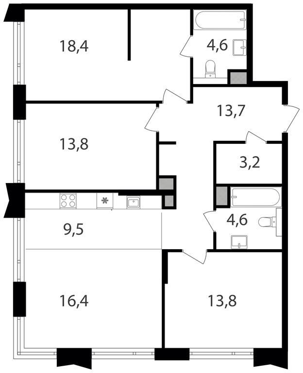 3-BD Apartment Sale, 98 sq. m. at Petrovskiy Park II, Stary Petrovsko-Razumovsky Drive, 1/23, Moscow, Russia #1