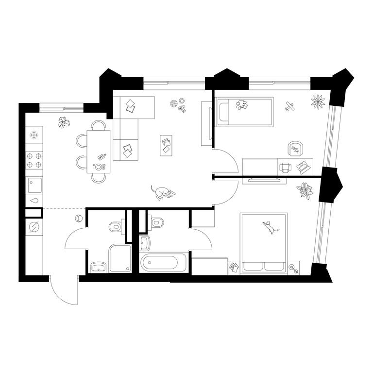 2-BD Apartment Sale, 58.6平方米 at Matveevskiy Park, Ochakovskoye Highway, вл3с11, Moscow, Russia #1