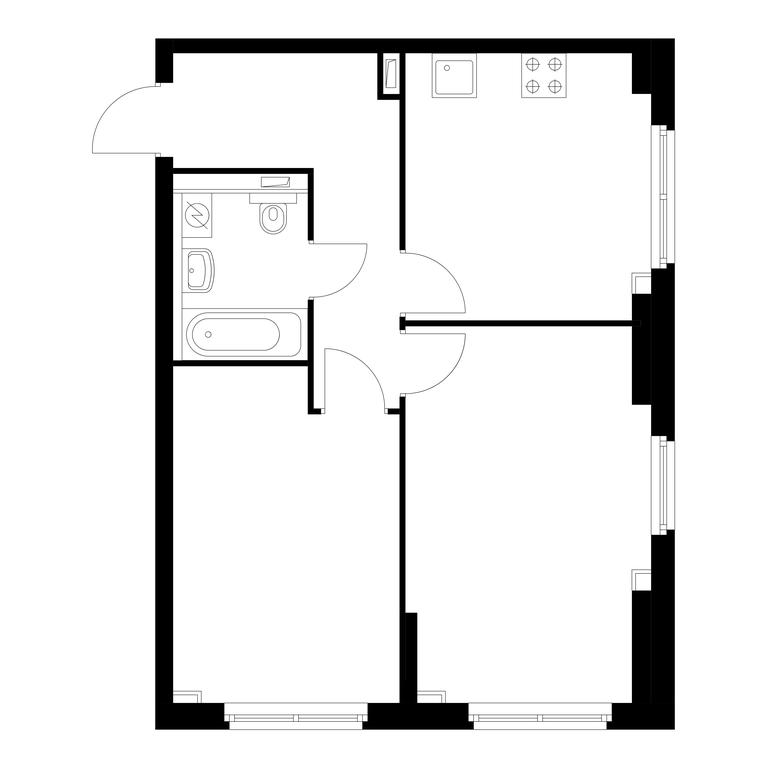 2-BD Apartment Sale, 52.5平方米 at Stolichnye Polyany, Polyany Street, 5Ак1, Moscow, Russia #1