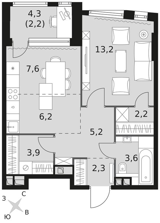2-BD Apartment Sale, 46.4 sq. m. at Rotterdam, Varshavskoye Highway, 37Ак1с2, Moscow, Russia #1 2-BD Apartment Sale, 46.4 sq. m. at Rotterdam, Varshavskoye Highway, 37Ак1с2, Moscow, Russia #1