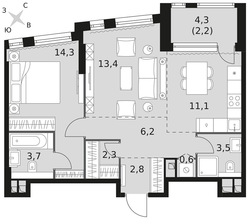 2-BD Apartment Sale, 60.1平方米 at Rotterdam, Varshavskoye Highway, 37Ак1с2, Moscow, Russia #1 2-BD Apartment Sale, 60.1平方米 at Rotterdam, Varshavskoye Highway, 37Ак1с2, Moscow, Russia #1
