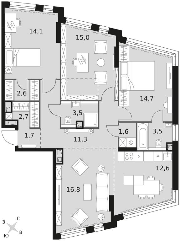 4-BD Apartment Sale, 100.1 sq. m. at Rotterdam, Varshavskoye Highway, 37Ак1с2, Moscow, Russia #1 4-BD Apartment Sale, 100.1 sq. m. at Rotterdam, Varshavskoye Highway, 37Ак1с2, Moscow, Russia #1
