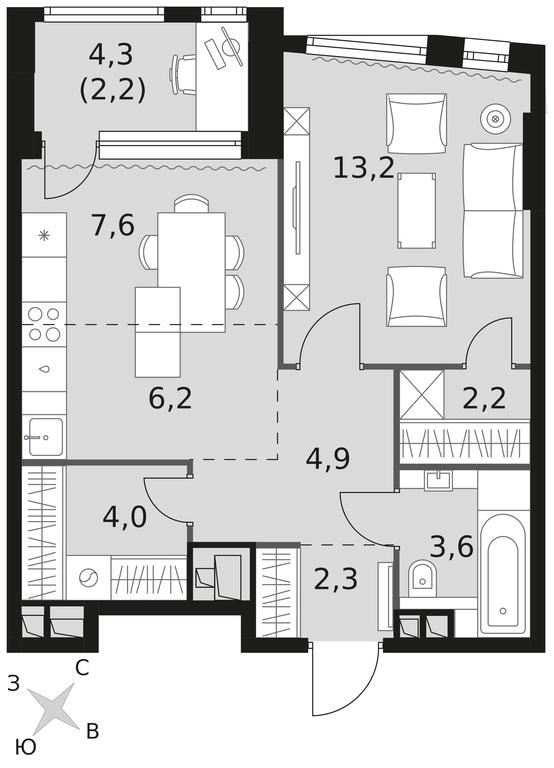 2-BD Apartment Sale, 46.2 sq. m. at Rotterdam, Varshavskoye Highway, 37Ак1с2, Moscow, Russia #1 2-BD Apartment Sale, 46.2 sq. m. at Rotterdam, Varshavskoye Highway, 37Ак1с2, Moscow, Russia #1