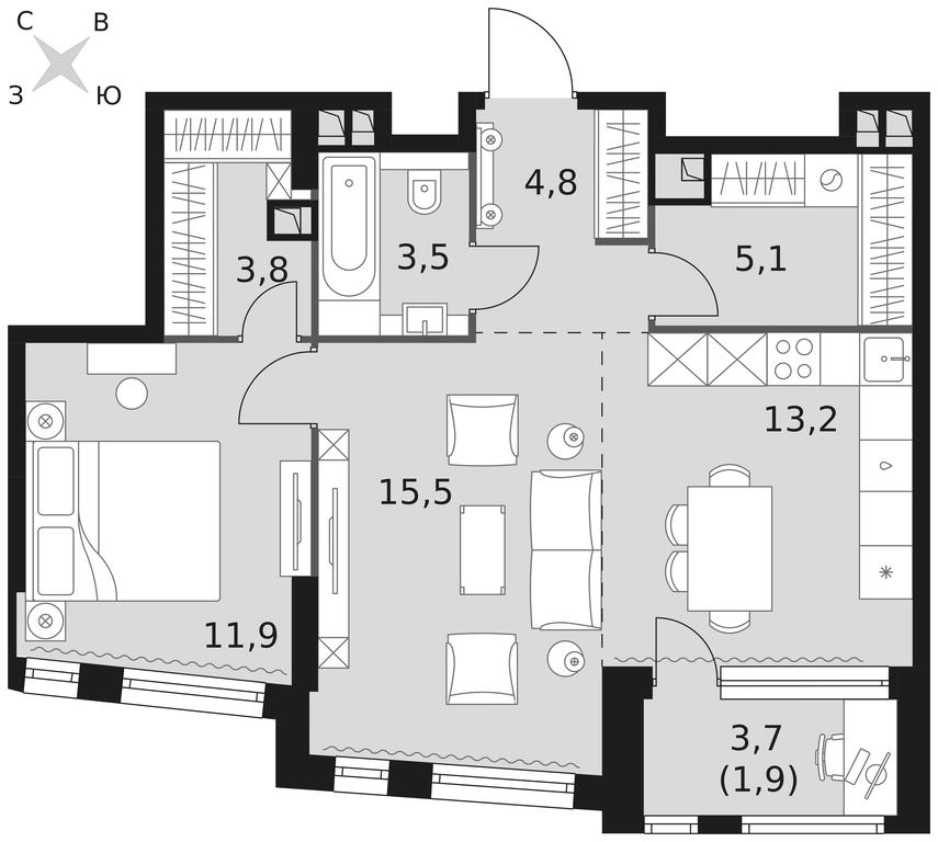 2-BD Apartment Sale, 59.7平方米 at Rotterdam, Varshavskoye Highway, 37Ак1с2, Moscow, Russia #1 2-BD Apartment Sale, 59.7平方米 at Rotterdam, Varshavskoye Highway, 37Ак1с2, Moscow, Russia #1