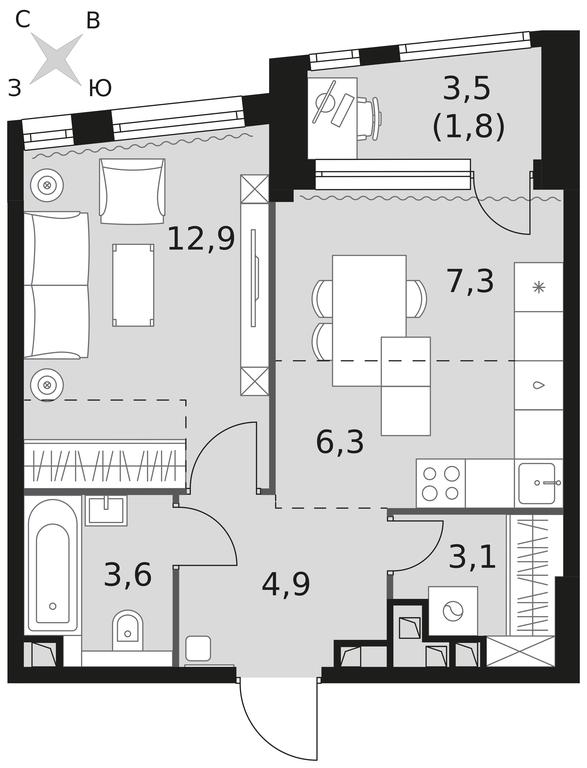 1-BD Apartment Sale, 39.9 sq. m. at Rotterdam, Varshavskoye Highway, 37Ак1с2, Moscow, Russia #1 1-BD Apartment Sale, 39.9 sq. m. at Rotterdam, Varshavskoye Highway, 37Ак1с2, Moscow, Russia #1