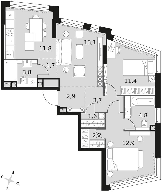 3-BD Apartment Sale, 69.9平方米 at Rotterdam, Varshavskoye Highway, 37Ак1с2, Moscow, Russia #1 3-BD Apartment Sale, 69.9平方米 at Rotterdam, Varshavskoye Highway, 37Ак1с2, Moscow, Russia #1