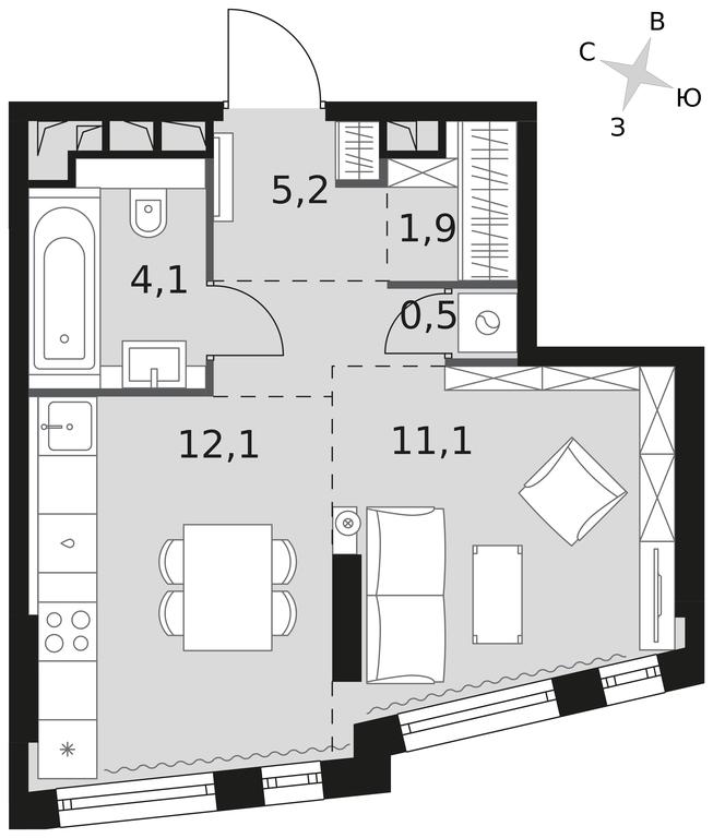 Apartment Sale, 34.9 sq. m. at Rotterdam, Varshavskoye Highway, 37Ак1с2, Moscow, Russia #1
