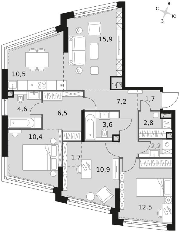 4-BD Apartment Sale, 90.5 sq. m. at Rotterdam, Varshavskoye Highway, 37Ак1с2, Moscow, Russia #1