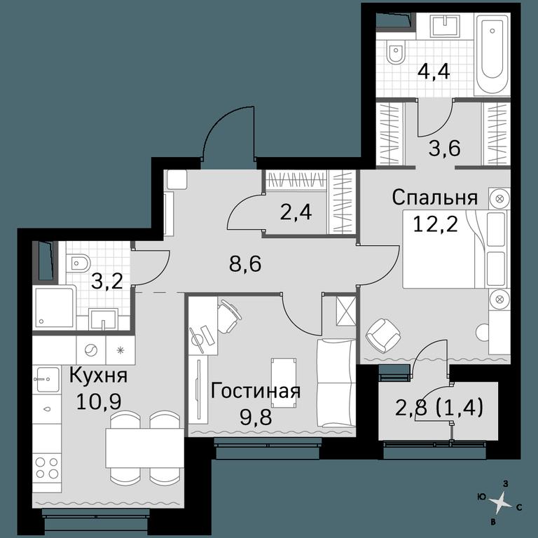 2-BD Apartment Sale, 56.5 sq. m. at Sky Garden, Stroitelny Drive, 9с6, Moscow, Russia #1 2-BD Apartment Sale, 56.5 sq. m. at Sky Garden, Stroitelny Drive, 9с6, Moscow, Russia #1