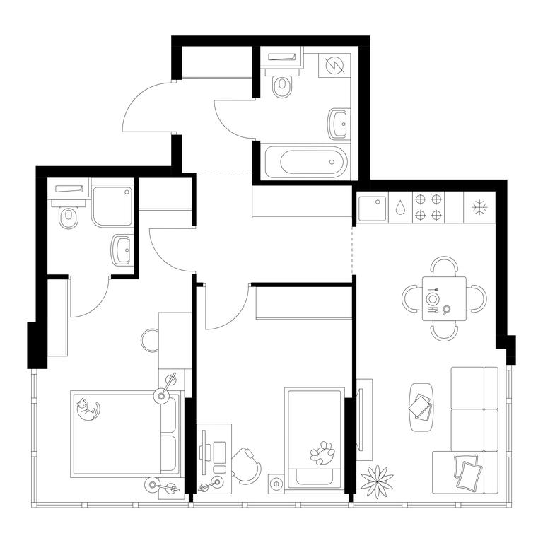 2-BD Apartment Sale, 53.44平方米 at Businovskiy Park, Izhorskaya Street, 6с5, Moscow, Russia #1