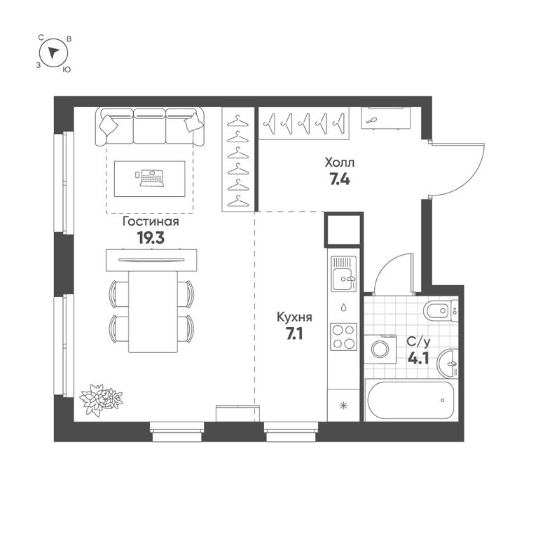 1-BD Apartment Sale, 37.9 sq. m. at Shagal, Автозаводская улица, 23, Москва, Россия #1