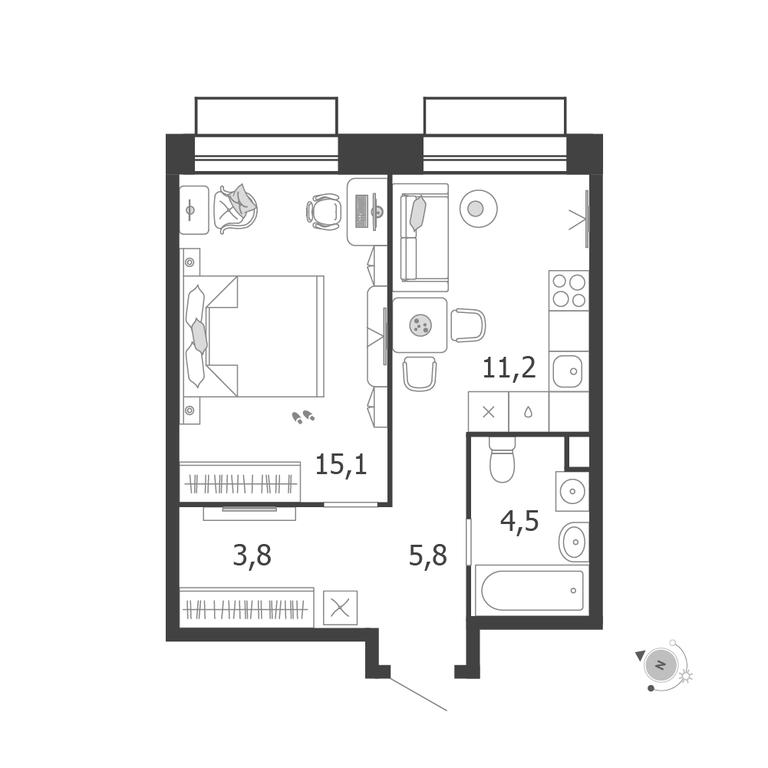 1-BD Apartment Sale, 40.4 sq. m. at Shagal, Автозаводская улица, 23, Москва, Россия #1 1-BD Apartment Sale, 40.4 sq. m. at Shagal, Автозаводская улица, 23, Москва, Россия #1