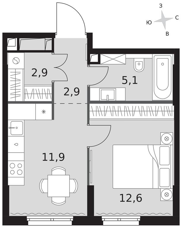 1-BD Apartment Sale, 35.4平方米 at Sydney City, Shenogina Street, 2, Moscow, Russia #1 1-BD Apartment Sale, 35.4平方米 at Sydney City, Shenogina Street, 2, Moscow, Russia #1