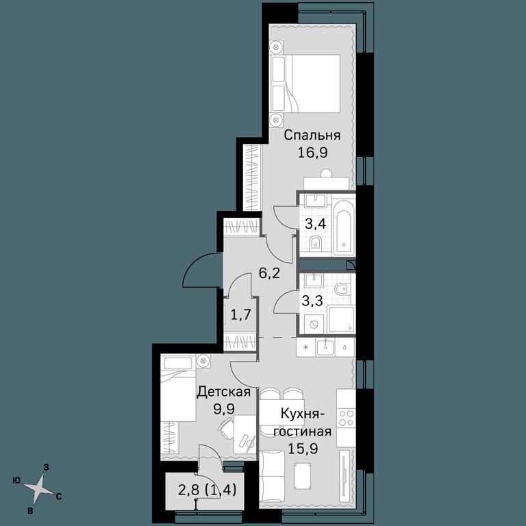 2-BD Apartment Sale, 58.7 sq. m. at Sky Garden, Stroitelny Drive, 9с6, Moscow, Russia #1 2-BD Apartment Sale, 58.7 sq. m. at Sky Garden, Stroitelny Drive, 9с6, Moscow, Russia #1
