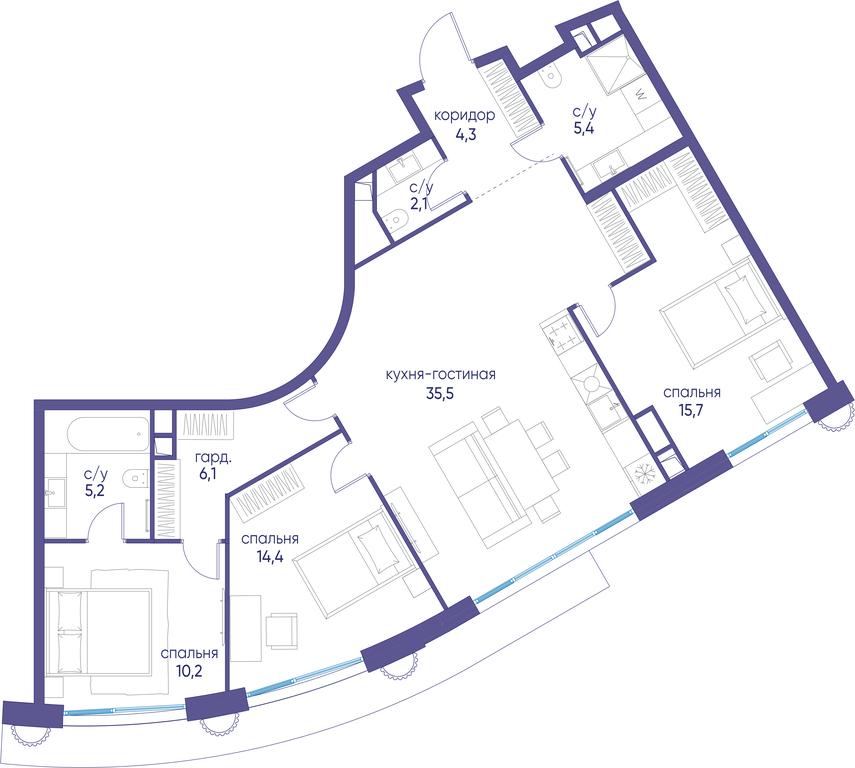 3-BD Apartment Sale, 99 sq. m. at Ostrov, Nizhnye Mnyovniki Street, 37Ас4, Moscow, Russia #1 3-BD Apartment Sale, 99 sq. m. at Ostrov, Nizhnye Mnyovniki Street, 37Ас4, Moscow, Russia #1