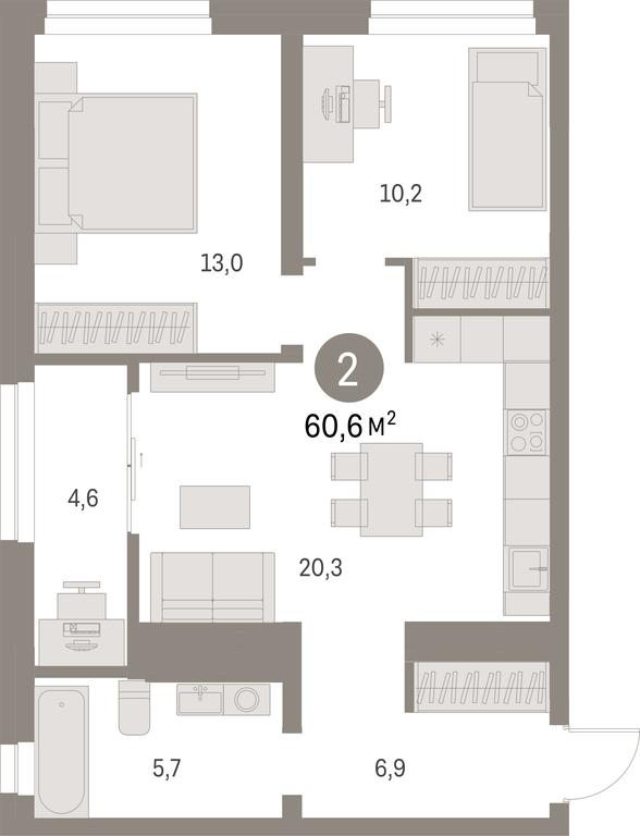 2-BD Apartment Sale, 60.6 sq. m. at Pervy kvartal, Kalinovaya ulitsa, derevnya Sapronovo, Leninskiy City District, Moscow Region, Russia #1 2-BD Apartment Sale, 60.6 sq. m. at Pervy kvartal, Kalinovaya ulitsa, derevnya Sapronovo, Leninskiy City District, Moscow Region, Russia #1