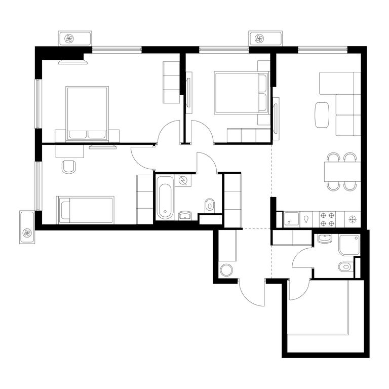 3-BD Apartment Sale, 85.2平方米 at Yauza Park, ulitsa Kolontsova, 4, Mytischi, Moscow Region, Russia #1
