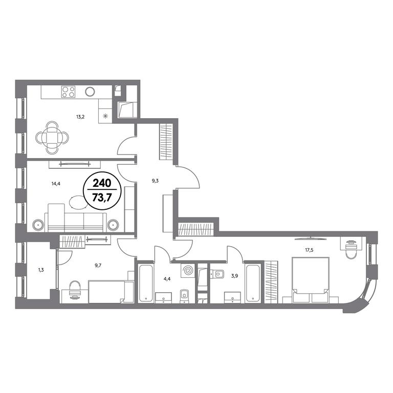 4-BD Apartment Sale, 73.7 sq. m. at Admiral, Shosseynaya Street, 4А, Moscow, Russia #1 4-BD Apartment Sale, 73.7 sq. m. at Admiral, Shosseynaya Street, 4А, Moscow, Russia #1