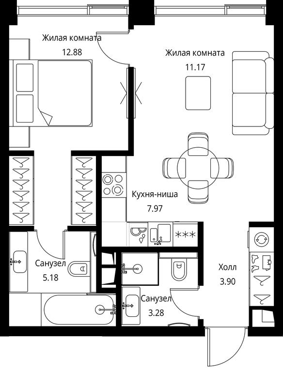 1-BD Apartment Sale, 44.38 sq. m. at City Bay, Volokolamskoye Highway, 95с3, Moscow, Russia #1