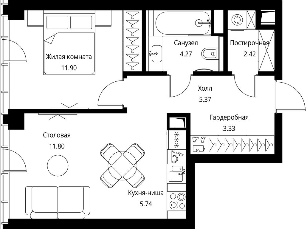 1-BD Apartment Sale, 44.83 sq. m. at City Bay, Volokolamskoye Highway, 95с3, Moscow, Russia #1 1-BD Apartment Sale, 44.83 sq. m. at City Bay, Volokolamskoye Highway, 95с3, Moscow, Russia #1
