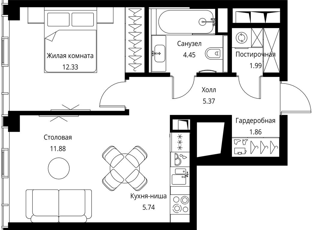 1-BD Apartment Sale, 43.62平方米 at City Bay, Volokolamskoye Highway, 95с3, Moscow, Russia #1 1-BD Apartment Sale, 43.62平方米 at City Bay, Volokolamskoye Highway, 95с3, Moscow, Russia #1