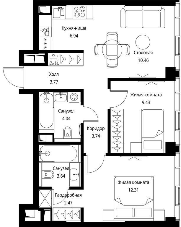 2-BD Apartment Sale, 56.8平方米 at City Bay, Volokolamskoye Highway, 95с3, Moscow, Russia #1 2-BD Apartment Sale, 56.8平方米 at City Bay, Volokolamskoye Highway, 95с3, Moscow, Russia #1