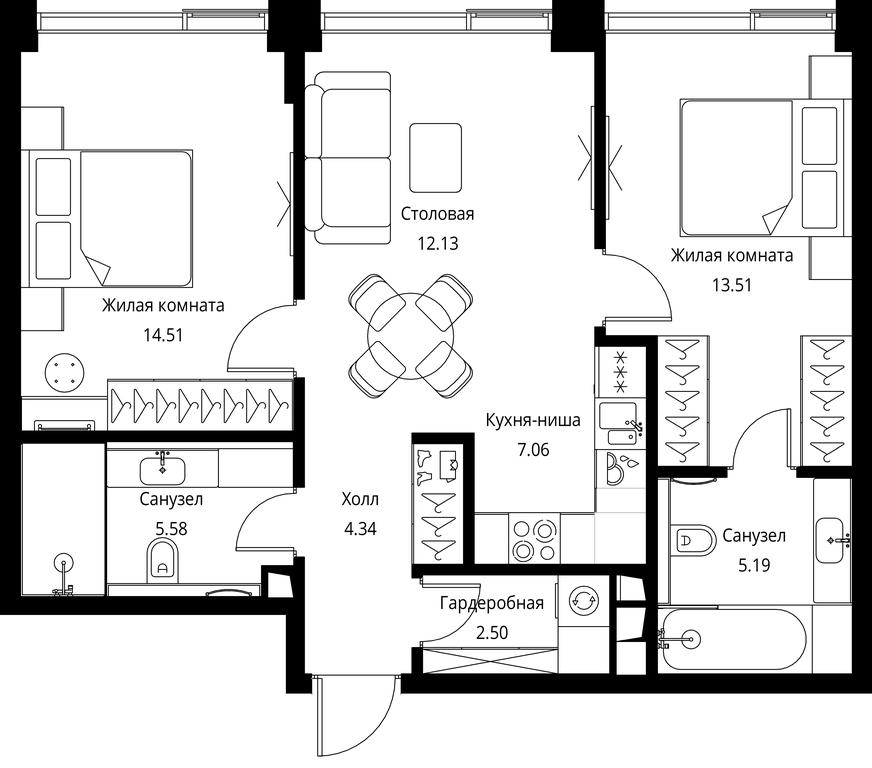 2-BD Apartment Sale, 64.82 sq. m. at City Bay, Volokolamskoye Highway, 95с3, Moscow, Russia #1 2-BD Apartment Sale, 64.82 sq. m. at City Bay, Volokolamskoye Highway, 95с3, Moscow, Russia #1