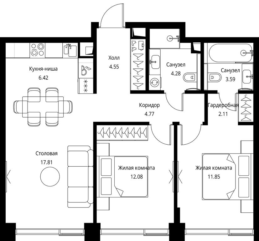 2-BD Apartment Sale, 67.46 sq. m. at City Bay, Volokolamskoye Highway, 95с3, Moscow, Russia #1 2-BD Apartment Sale, 67.46 sq. m. at City Bay, Volokolamskoye Highway, 95с3, Moscow, Russia #1