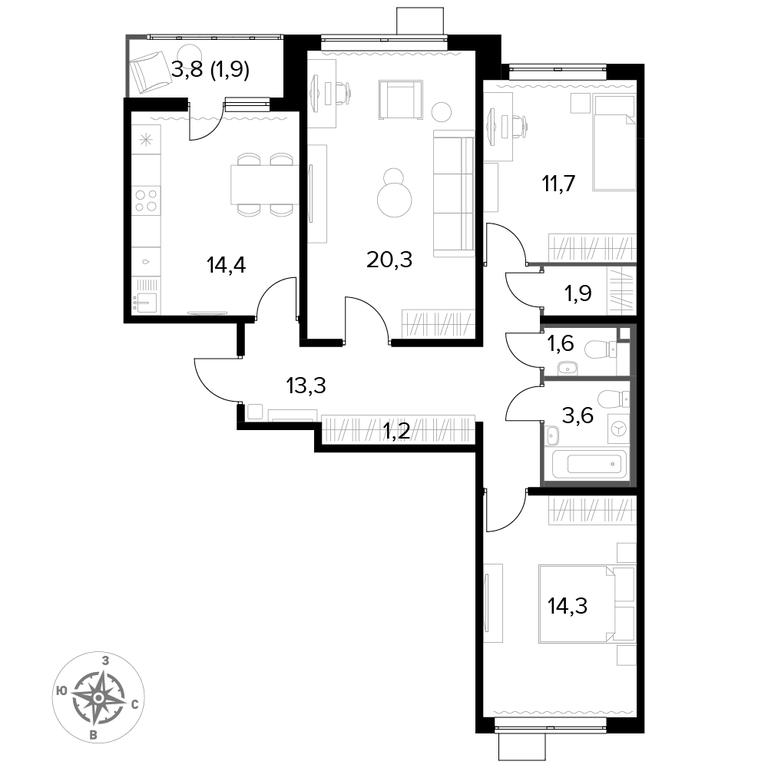 3-BD Apartment Sale, 84.2平方米 at Pervyi Lermontovskiy, zhiloy kompleks 1-y Lermontovskiy, Lyubertsy, Moscow Region, Russia #1 3-BD Apartment Sale, 84.2平方米 at Pervyi Lermontovskiy, zhiloy kompleks 1-y Lermontovskiy, Lyubertsy, Moscow Region, Russia #1