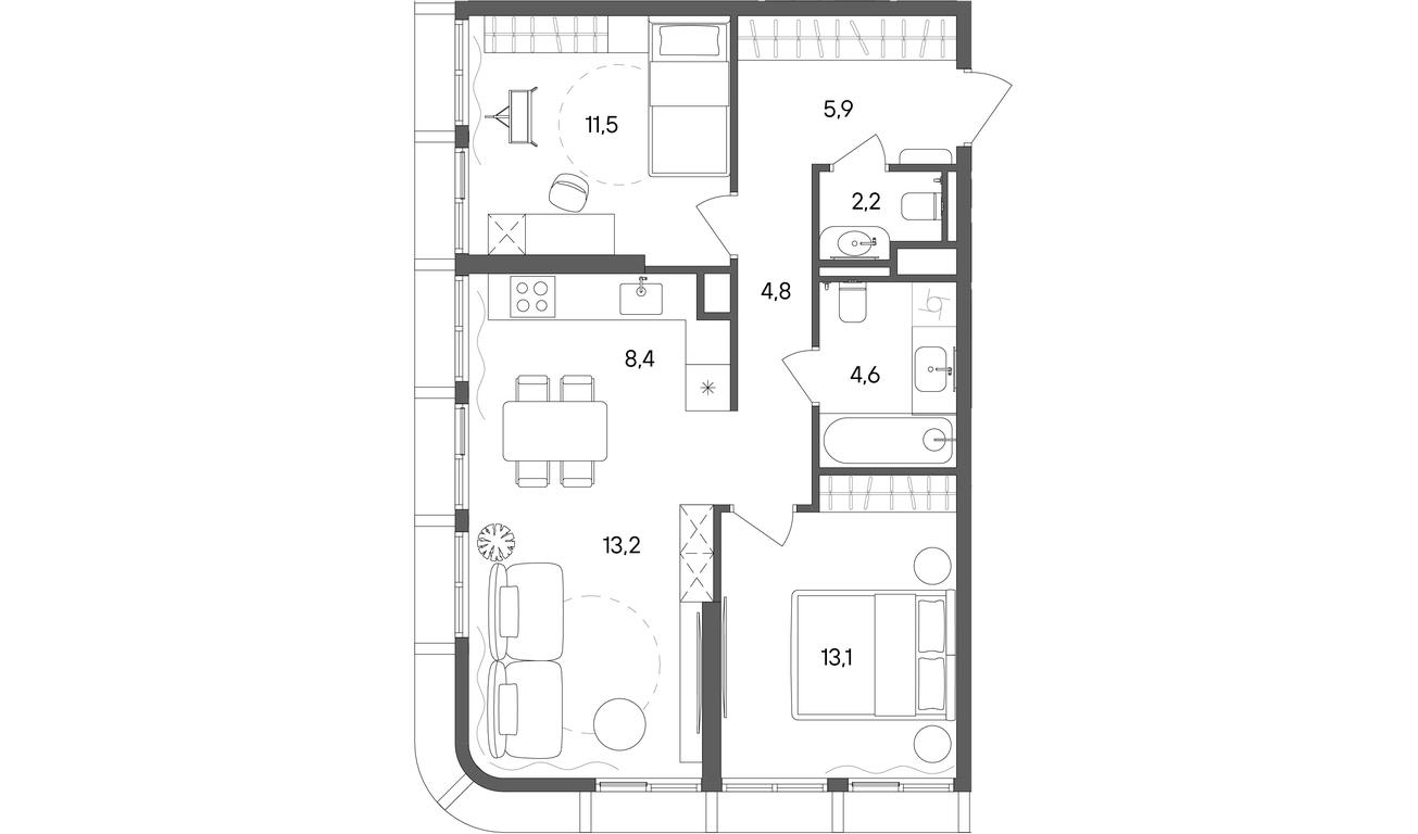 2-BD Apartment Sale, 63.7 sq. m. at Sokolniki (Sokolniki), Gastello Street, Moscow, Russia #1 2-BD Apartment Sale, 63.7 sq. m. at Sokolniki (Sokolniki), Gastello Street, Moscow, Russia #1