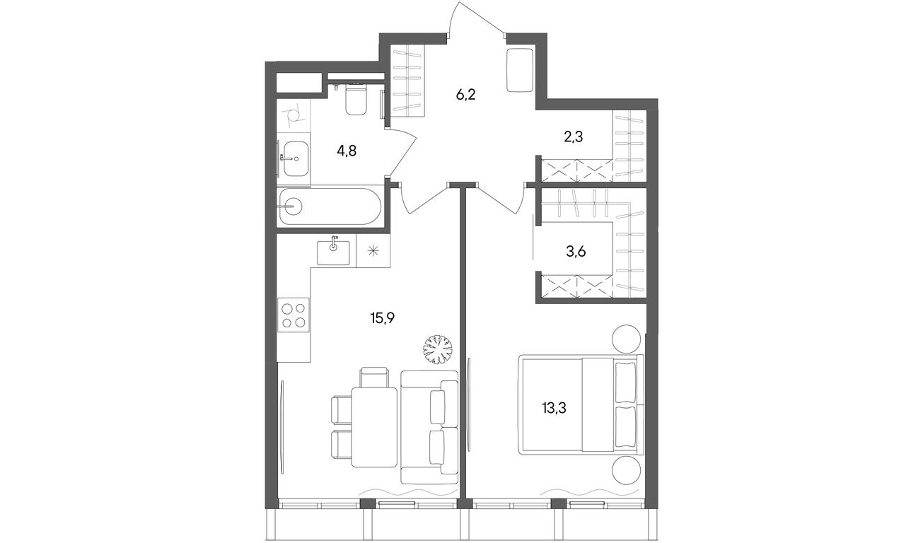 1-BD Apartment Sale, 46.1 sq. m. at Sokolniki (Sokolniki), Gastello Street, Moscow, Russia #1 1-BD Apartment Sale, 46.1 sq. m. at Sokolniki (Sokolniki), Gastello Street, Moscow, Russia #1