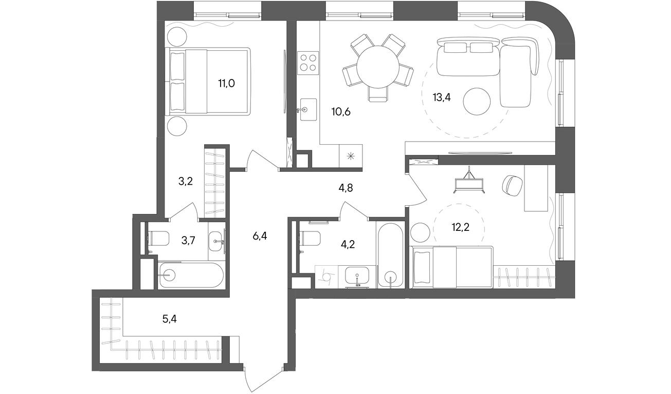 2-BD Apartment Sale, 74.9 sq. m. at Sokolniki (Sokolniki), Gastello Street, Moscow, Russia #1 2-BD Apartment Sale, 74.9 sq. m. at Sokolniki (Sokolniki), Gastello Street, Moscow, Russia #1