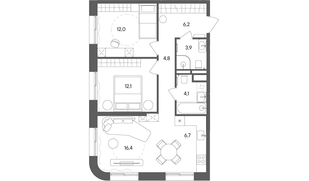 2-BD Apartment Sale, 66.2平方米 at Sokolniki (Sokolniki), Gastello Street, Moscow, Russia #1 2-BD Apartment Sale, 66.2平方米 at Sokolniki (Sokolniki), Gastello Street, Moscow, Russia #1