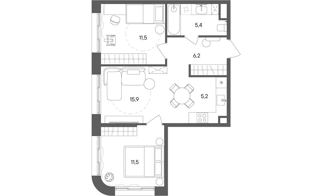 2-BD Apartment Sale, 55.7 sq. m. at Sokolniki (Sokolniki), Gastello Street, Moscow, Russia #1 2-BD Apartment Sale, 55.7 sq. m. at Sokolniki (Sokolniki), Gastello Street, Moscow, Russia #1
