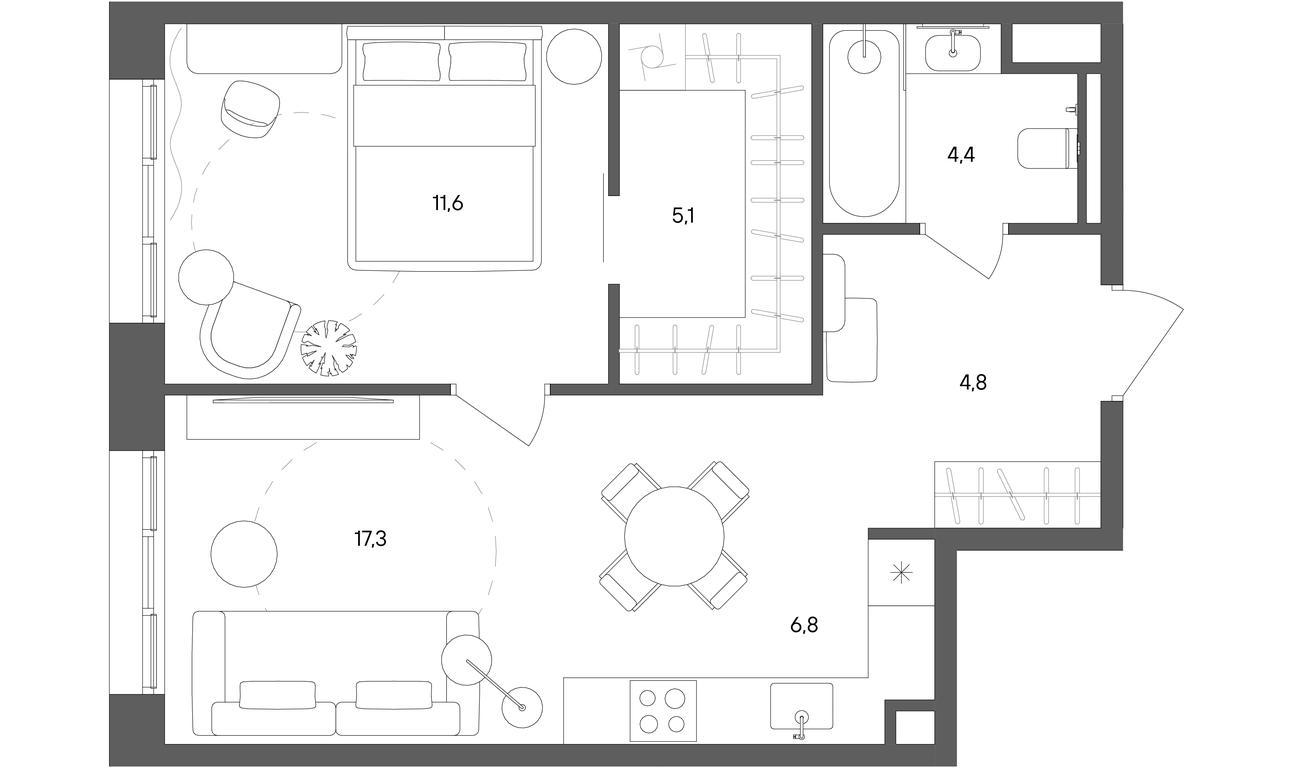 1-BD Apartment Sale, 50 sq. m. at Sokolniki (Sokolniki), Gastello Street, Moscow, Russia #1
