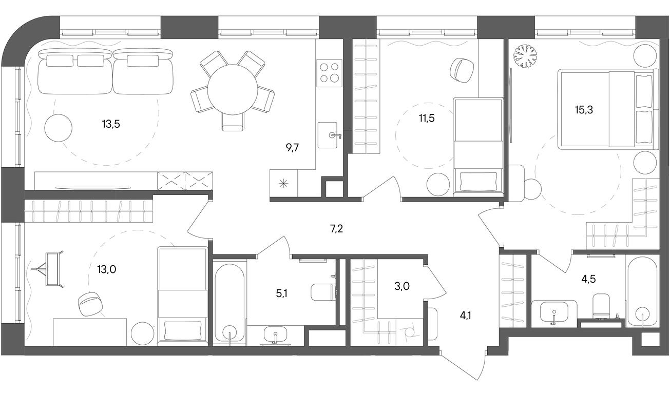 3-BD Apartment Sale, 86.9 sq. m. at Sokolniki (Sokolniki), Gastello Street, Moscow, Russia #1 3-BD Apartment Sale, 86.9 sq. m. at Sokolniki (Sokolniki), Gastello Street, Moscow, Russia #1